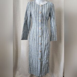 Blue Tweed Dress